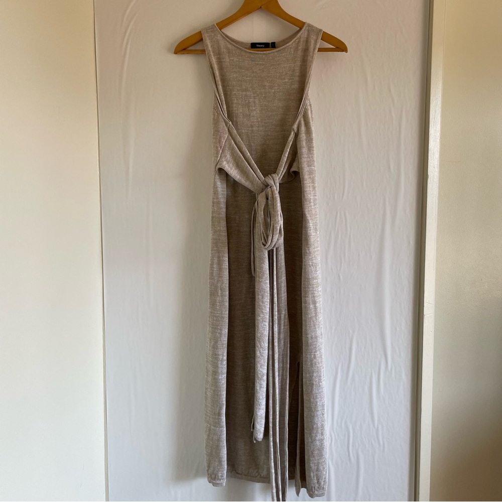 Theory Natural Linen Blend Maxi Dress Size M